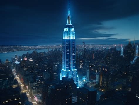 Empire state building at night time | AI-generated image