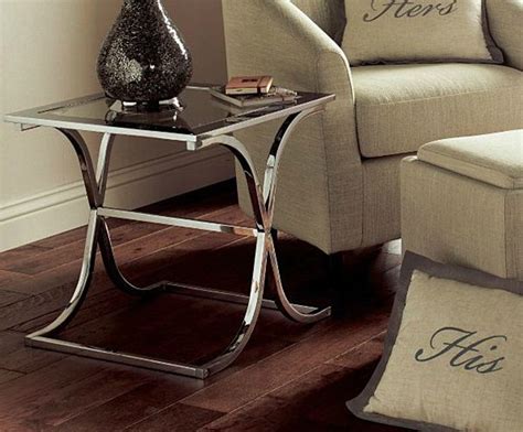 Glass side tables for living room with chrome table leg | Decolover.net | Living room table ...