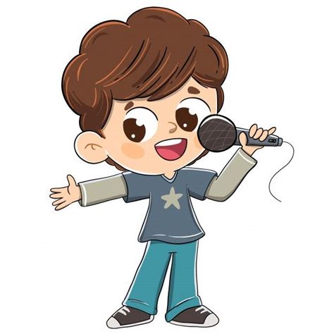 Niño cantando con un micrófono o haciend... | Premium Vector #Freepik # ...