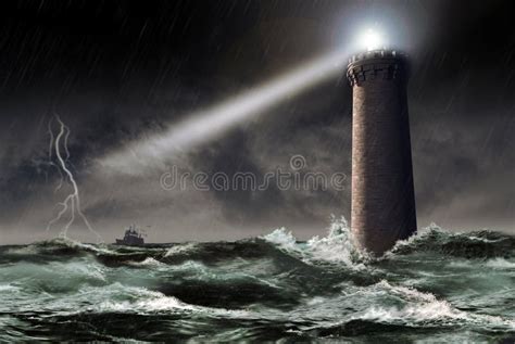 Lighthouse Under The Storm Stock Image - Image: 17777941