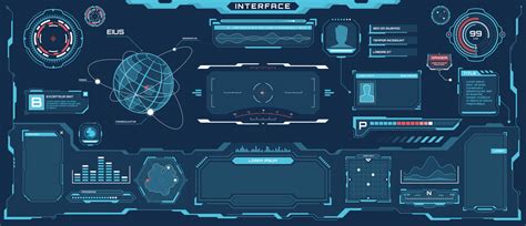 Futuristic hud interface. Sci-fi virtual communication display layout. Digital hologram screen ...