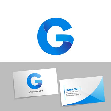 Gradient logo with the letter G of the logo. Mockup business card on ...