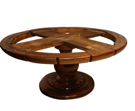 Vintage Walnut Marble Round pedestal Coffee Table