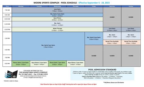 Pool Schedule – St. Clair Township Community Services