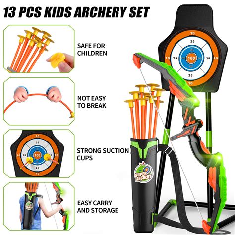 Bow and Arrow for Kids 4-6 8-12, Kids Archery Set with Light-up LED ...