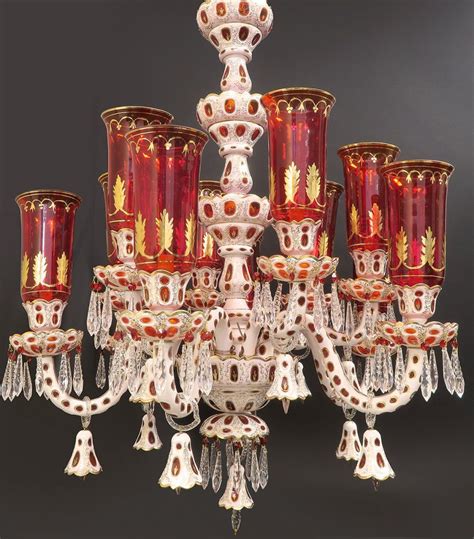 Large Bohemian 12 branch Crystal Chandelier with Shades - Mar 19, 2017 | Royal Antiques in CA ...