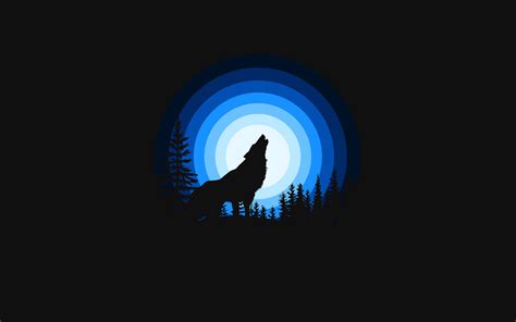 Download Cool Black Wolf Howling On Blue Circles Wallpaper | Wallpapers.com