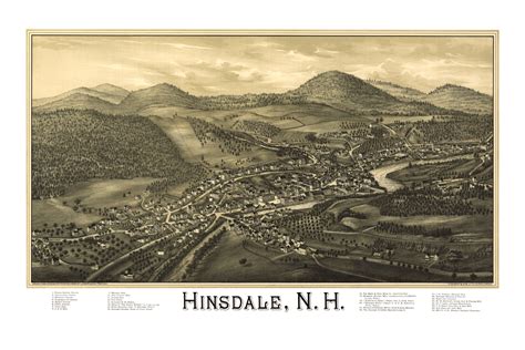 Historic old map of Hinsdale, New Hampshire from 1886 - KNOWOL