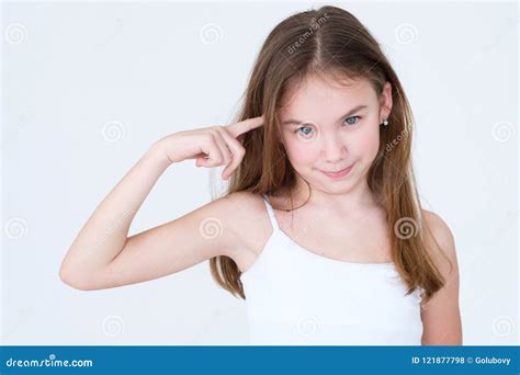 Emotion Disapproving Child Twisting Finger Temple Stock Photo - Image of face, cute: 121877798