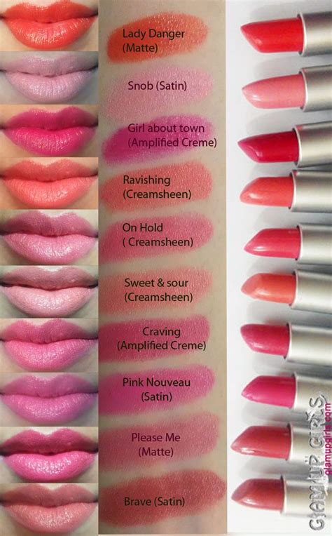 #MAC #lipstick collection and swatches in Lady danger, Snob, Girl about ...