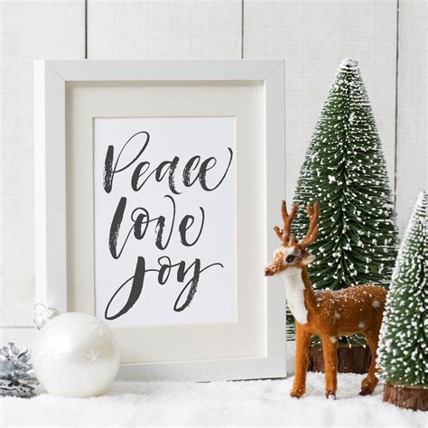 Peace Love Joy - Instant Digital Download Printable Art, PNG, JPEG - Create Festive Wall Quotes ...