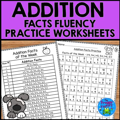 Addition Fluency Worksheets Week 1 | Fact fluency worksheets ... - Worksheets Library