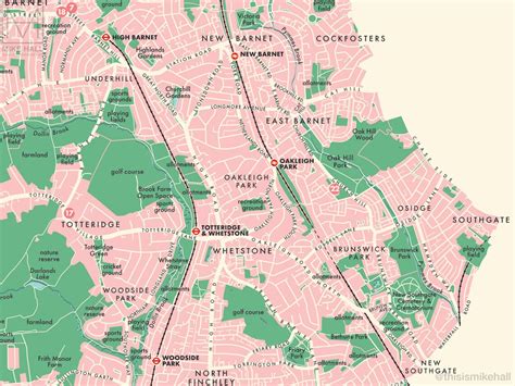 Barnet london Borough Retro Map Giclee Print - Etsy