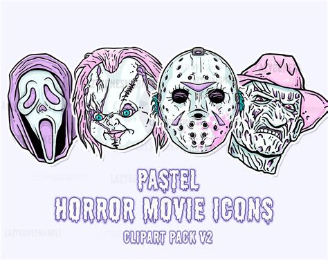 Horror Movie Icons Printable Clipart Pack Fan Art Freddy - Etsy