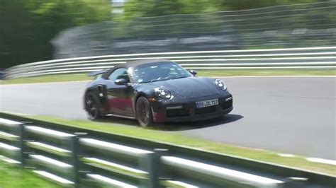 Porsche 911 Turbo Cabrio facelift spied speeding around the Nurburgring