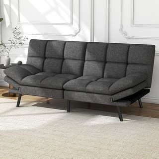 Modern Linen Futon with Memory Foam and Adjustable Armrests - Bed Bath ...