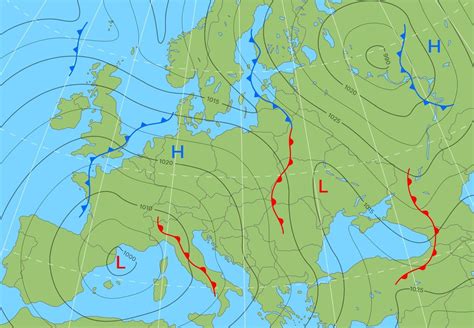 Forecast weather isobar map or diagram of Europe 13937440 Vector Art at Vecteezy