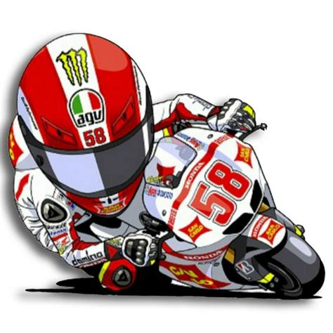 Marco Simoncelli cartoon image Racing Super Bike Sticker Race Decal motoGP | Wish | Motogp ...