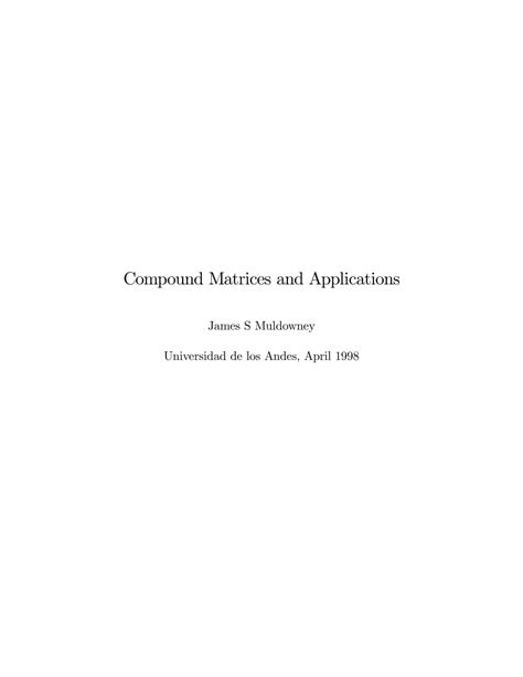 (PDF) Compound Matrices and Applications