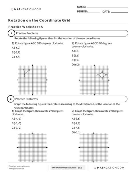 Rotation Rules, Examples, And Worksheets