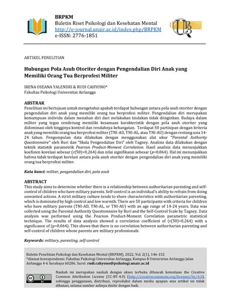 Hubungan Pola Asuh Otoriter dengan Pengendalian Diri Anak yang Memiliki Orang Tua Berprofesi ...