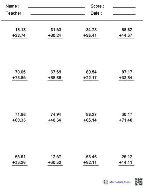 Printables. 4th Grade Math Decimals Worksheets. Tempojs Thousands of Printable Activities