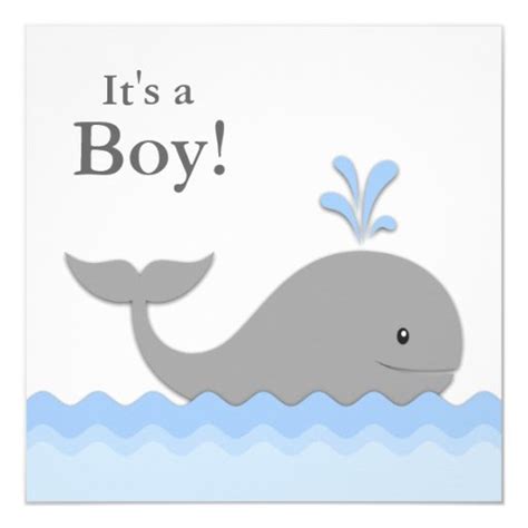 Blue Gray Whale Baby Shower Card | Zazzle