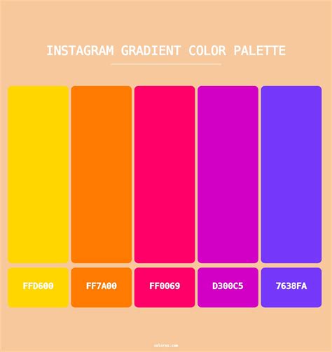 Instagram gradient color palette - colorxs.com