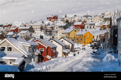 Clear winter day in Honningsvag, Norway Stock Photo - Alamy