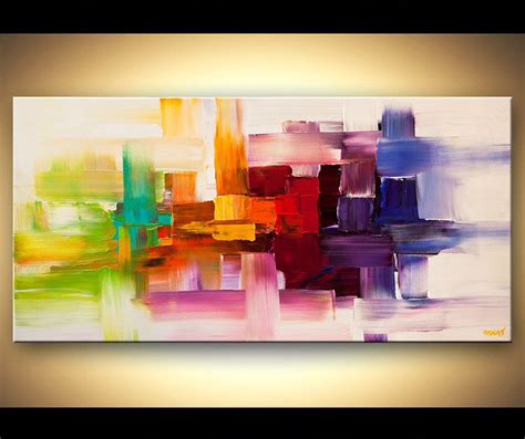 Modern colorful Abstract Giclee PRINT on canvas, Embellished and Ready ...