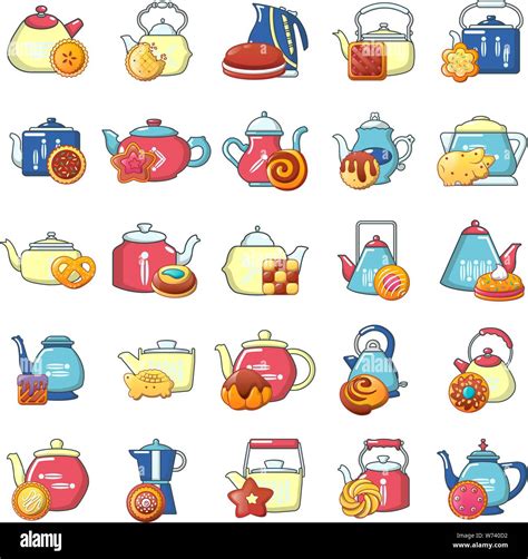 Tea time icons set, cartoon style Stock Vector Image & Art - Alamy