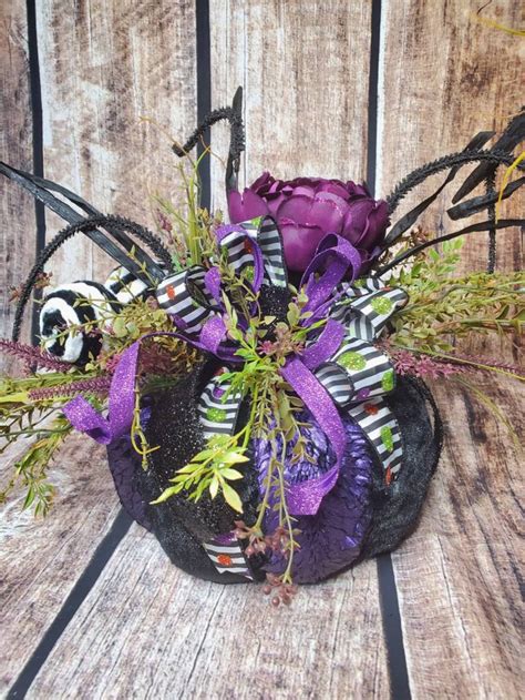 Purple pumpkin centerpiece Halloween centerpiece pumpkin | Etsy