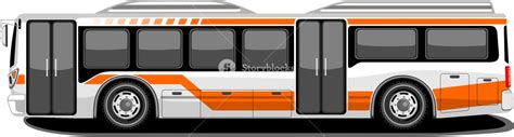 Side View Of Public Transport Bus In Orange And White Color Royalty-Free Stock Image - Storyblocks