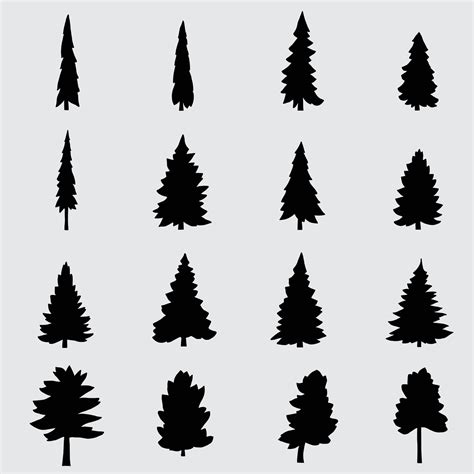 Simplicity pine tree freehand silhouette drawing design collection. 3794809 Vector Art at Vecteezy