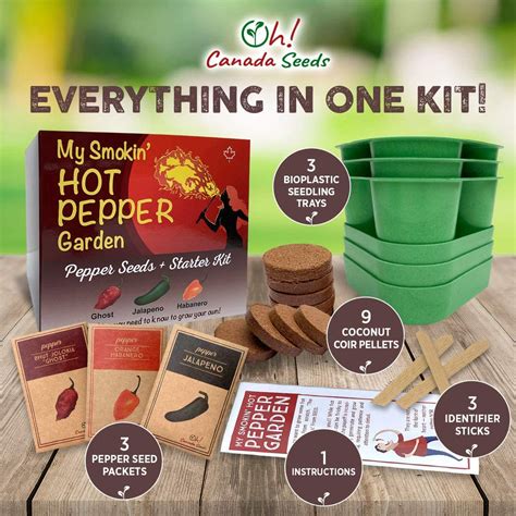 Hot Pepper Seed Variety Pack and Starter Grow Kit for Planting Canada