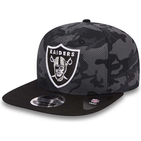 New Era Flat Brim 9FIFTY Mesh Overlay Oakland Raiders NFL Camouflage Snapback Cap: Caphunters.com