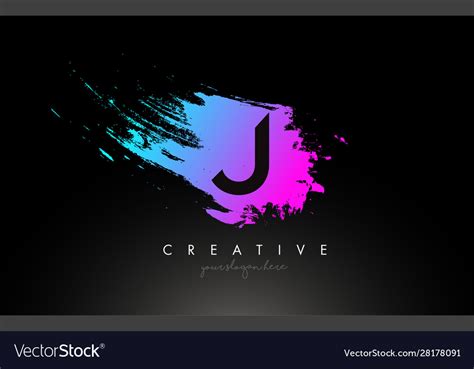 J artistic brush letter logo design in purple Vector Image