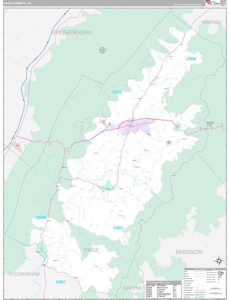 Page County, VA Wall Map Premium Style by MarketMAPS - MapSales