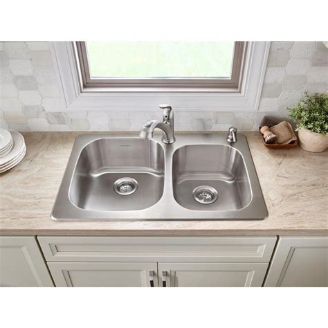 American Standard Sullivan 33-in x 22-in Stainless Steel Double Offset ...