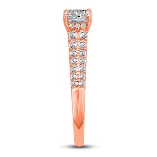 Diamond Halo Engagement Ring 1-3/8 ct tw Cushion/Round 14K Rose Gold ...