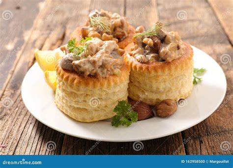 Vol Au Vent, Puff Pastry with Mushroom, Chicken Stock Photo - Image of ...