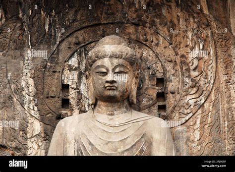 Longmen Grottoes, the rock-cut Buddhist temple, 5th-7th century AD. Temple of Ancestor ...