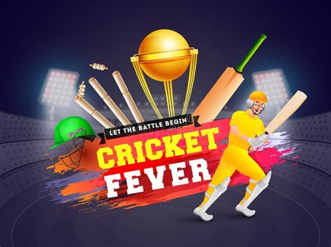 Cricket Championship Banner or Poster Design with Cricket Equipment. Stock Illustration ...