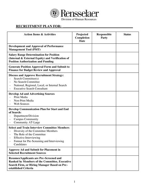 Recruiter Training Plan Template