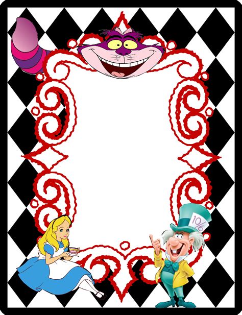 Alice in Wonderland party invitation border. | Alice in wonderland ...