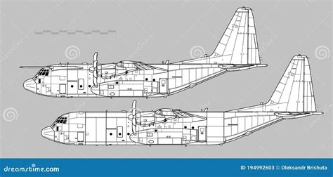 Lockheed C-130 Hercules. Vector Drawing Of Military Transport Aircraft ...