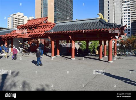 Pagoda structure at Portsmouth Square, near Chinatown, San Francisco ...