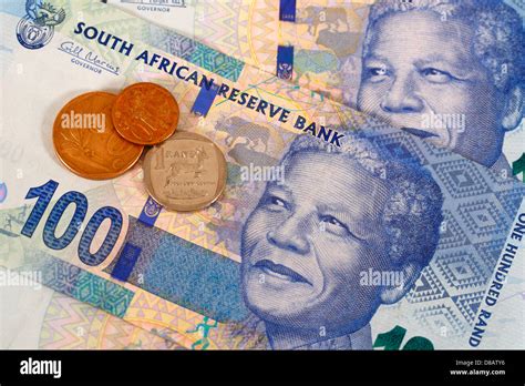 South African coins and new one hundred rand bank notes Stock Photo - Alamy