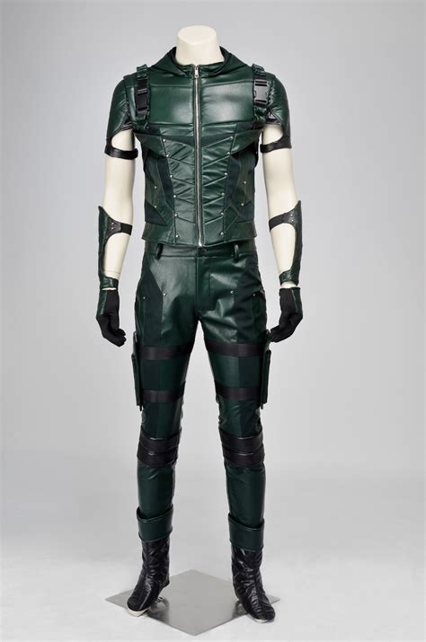 2015 Hot New Arrow 4 Costume Green Arrow Costume Arrow Oliver Queen Cosplay Adult Men Halloween ...