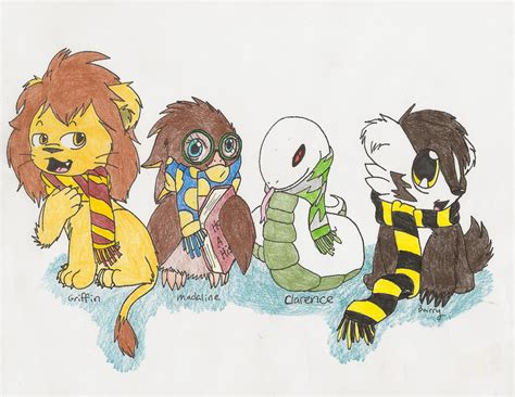 Hogwarts house mascots by Shady-Raichu on DeviantArt